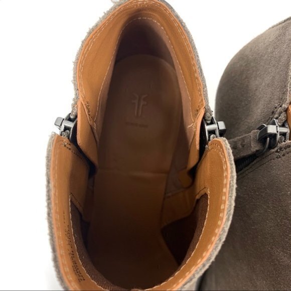 NEW FRYE Judith Zip Bootie Taupe Suede Leather Ank - Picture 7 of 7